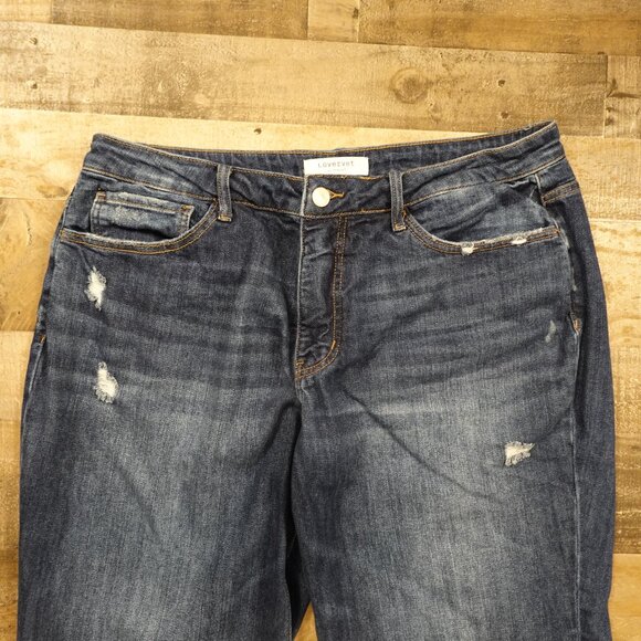 Lovervet by Vervet Dad Jeans Women’s 16W Dark Wash High Rise Frayed Hem - Picture 2 of 11